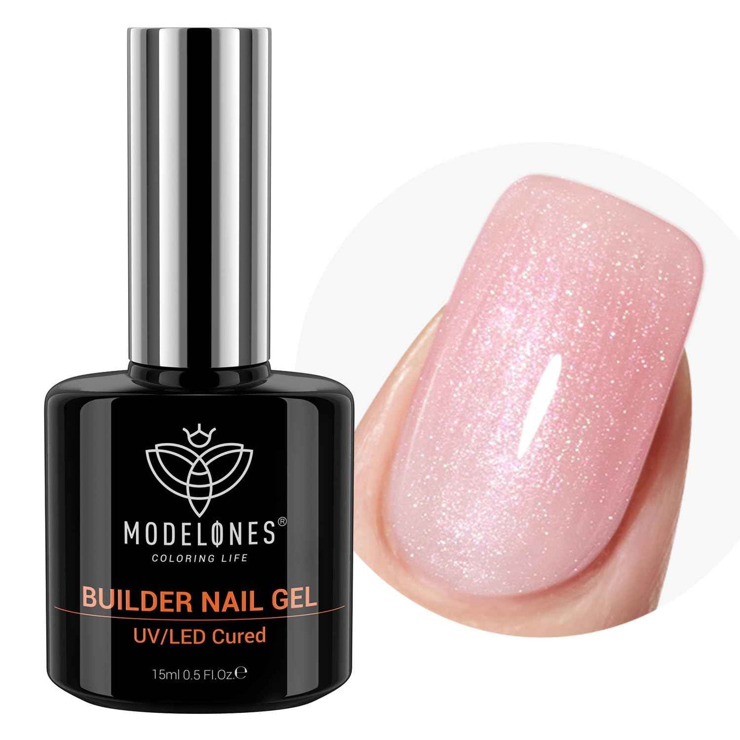 modelones Builder Nail Gel, 7-in-One Clear Builder for Nails, LED Lamp Cured Color Rubber Base Gel Polish Coat Strengthener Thickening Extension Rhinestone Glue in a Bottle for DIY Home Salon Gifts