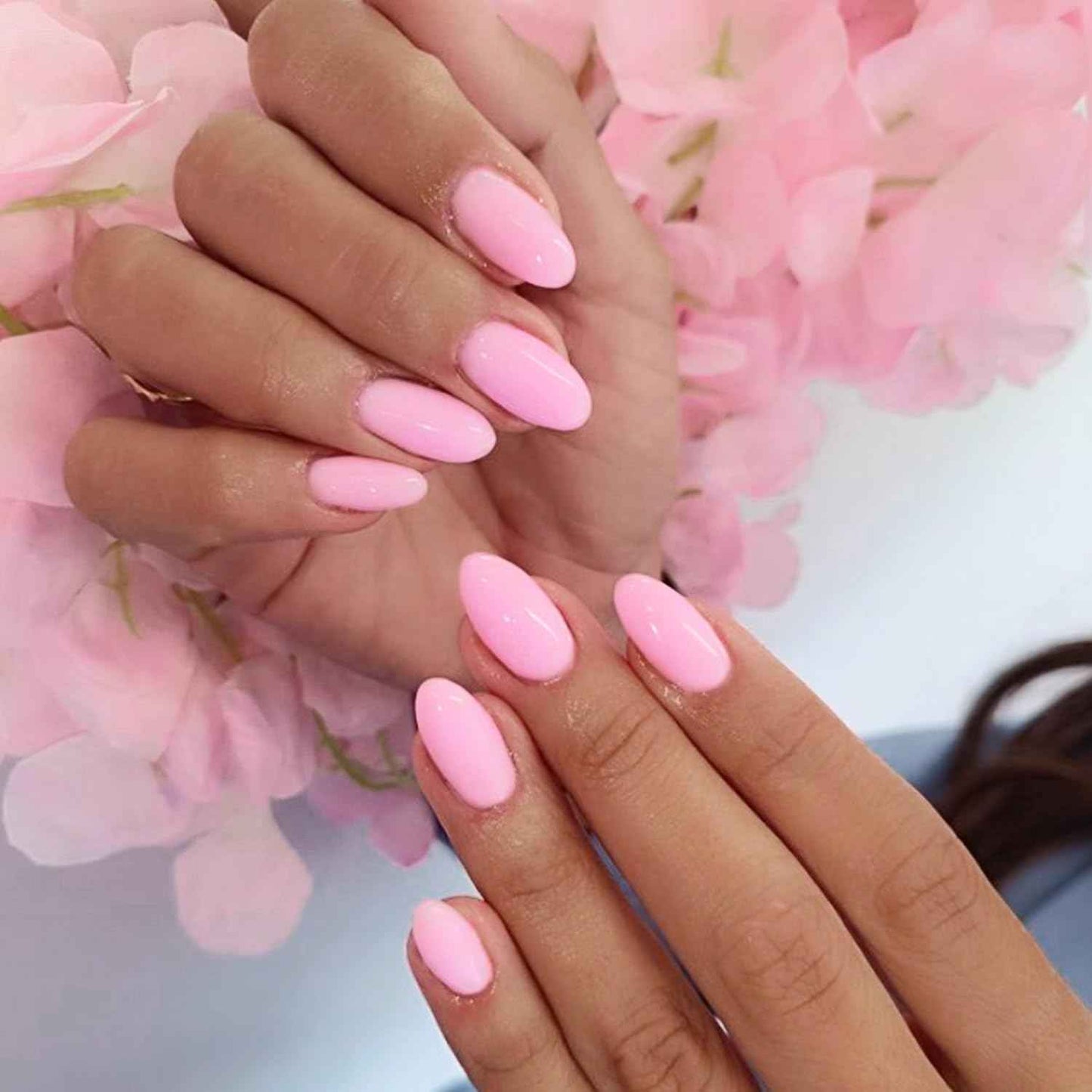 Modelones  Press on Nails Almond, Summer Short Fake Nails, Reusable Nail Kit with Nail Glue Adhesive Tabs Mini Nail File, Nails Press Ons 32Pcs 16 Sizes, Women Girl Gift