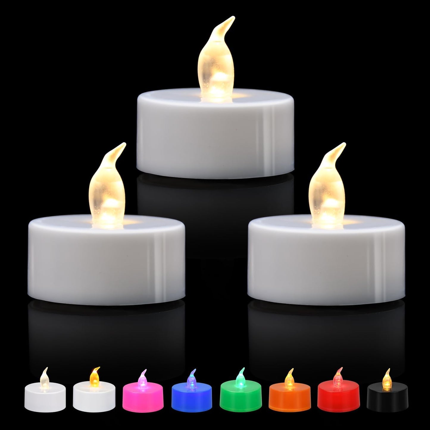 KOABY_12/24/50/100_Pack_LED_Tea_Lights,_Flickering_Lights,_Battery_Operated