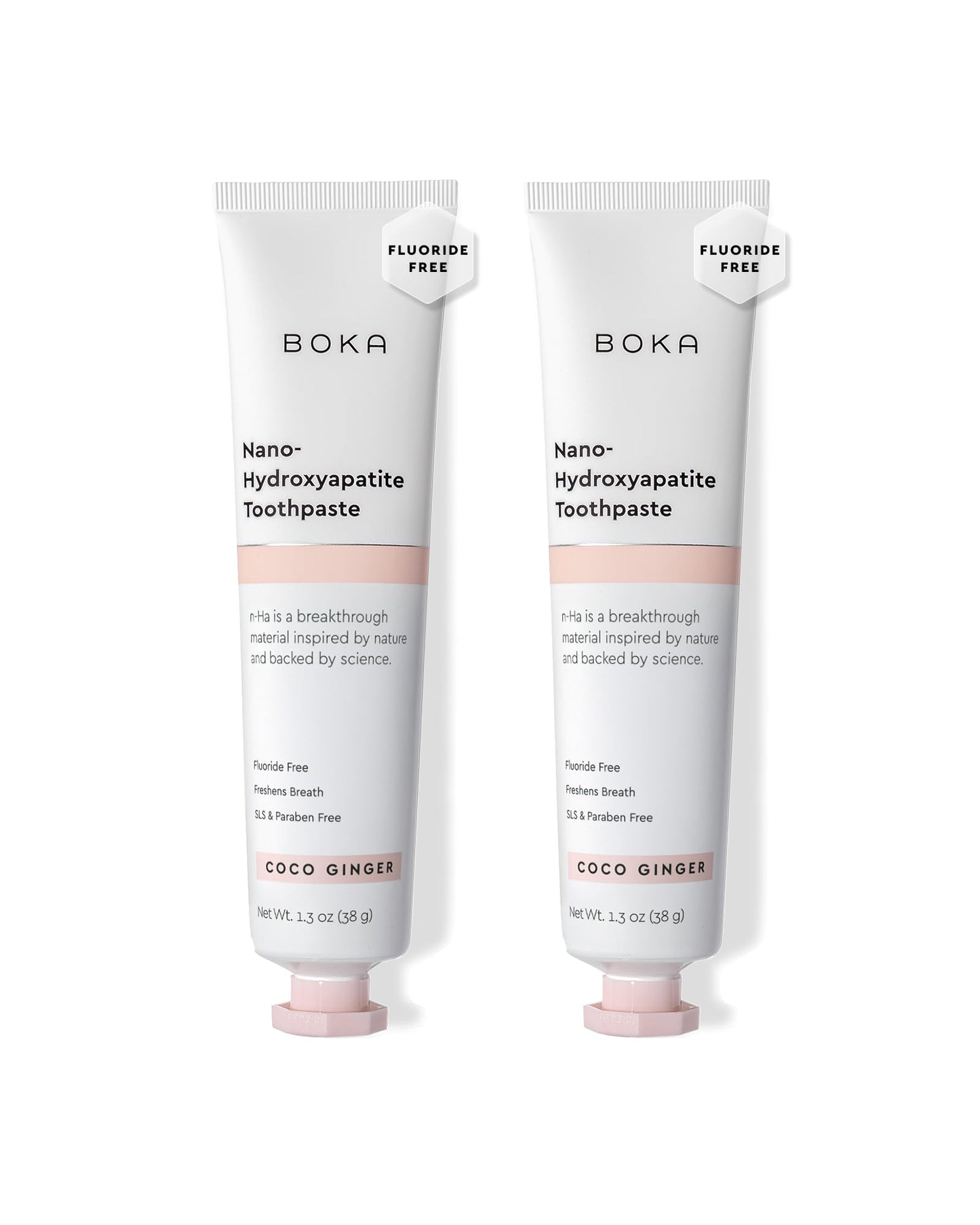 Boka Fluoride Free Toothpaste, Nano Hydroxyapatite Toothpaste, Appropriate for Sensitive Teeth - for Adult Oral Care - Coco Ginger Flavor, 1.3 Fl Oz 2Pk US Manufactured