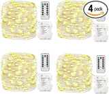 GDEALER 4 Pack 16.4 Feet 50 Led Fairy Lights Battery Operated with Remote Control Timer Waterproof Copper Wire Twinkle String Lights for Christmas Bedroom Indoor Outdoor Wedding Dorm Decor Warm White/Cool White