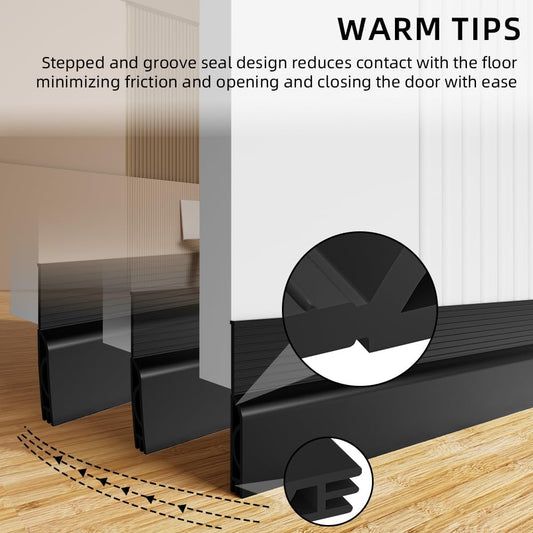 Door_Draft_Stopper,_Adjustable_Weather_Stripping_Seal_for_Cold_Insulation,_Bottom/Under_Sweep_for_Exterior_&_Interior_Doors,_Seal_Blocker_Noise,_Black,_39_inches