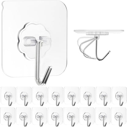 ZESLMG_Adhesive_Wall_Hooks_for_Hanging,_16_Pack_Self_Sticky_Hooks_Heavy_Duty_22lb_Clear,_Removable_Shower_Hook_No_Damage_for_Towel_Key_Coat_Wreath_Picture_Outdoor_Ceiling_Bathroom_Kitchen,_Waterproof