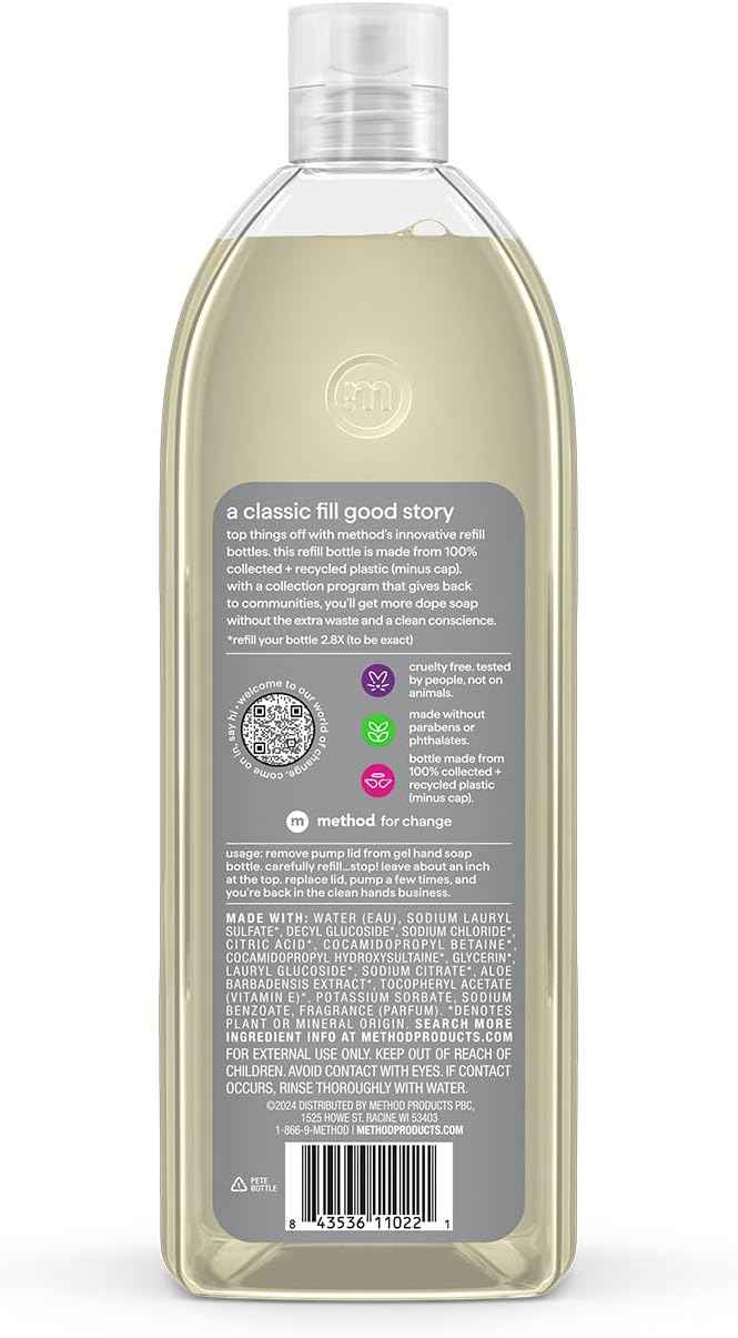 Method Gel Hand Soap Refill, Vetiver + Amber, 34 Fl Oz (Pack of 1) (Packaging May Vary)