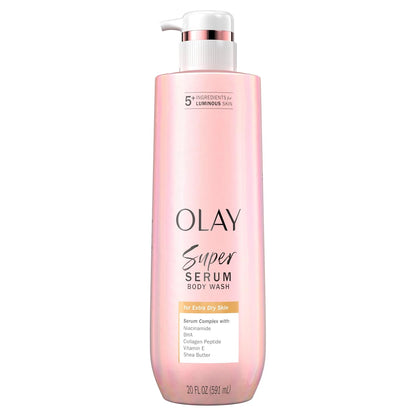 Olay_Super_Serum_Body_Wash_for_Extra_Dry_Skin,_24hr_Long_Lasting_Rich_Hydration,_5+_Ingredient_Complex_for_Bright,_Even,_Firm,_&_Luminous_Skin,_with_Collagen_Peptide,_Vitamin_C_&_Shea_Butter,_20_fl_oz