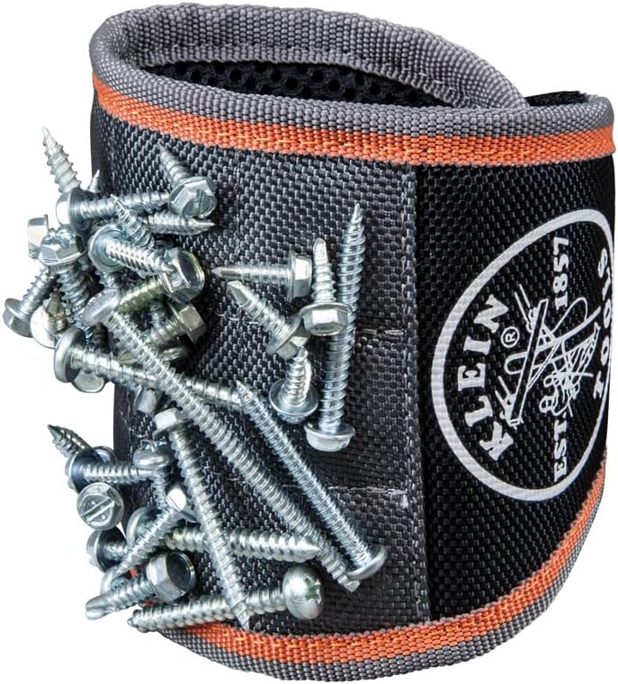 Klein_Tools_55895_Magnetic_Wristband,_Tradesman_Pro_Tool_Wristband_Holds_Wire_Connectors,_Screws,_Nails,_Drill_Bits,_With_Breathable_Mesh