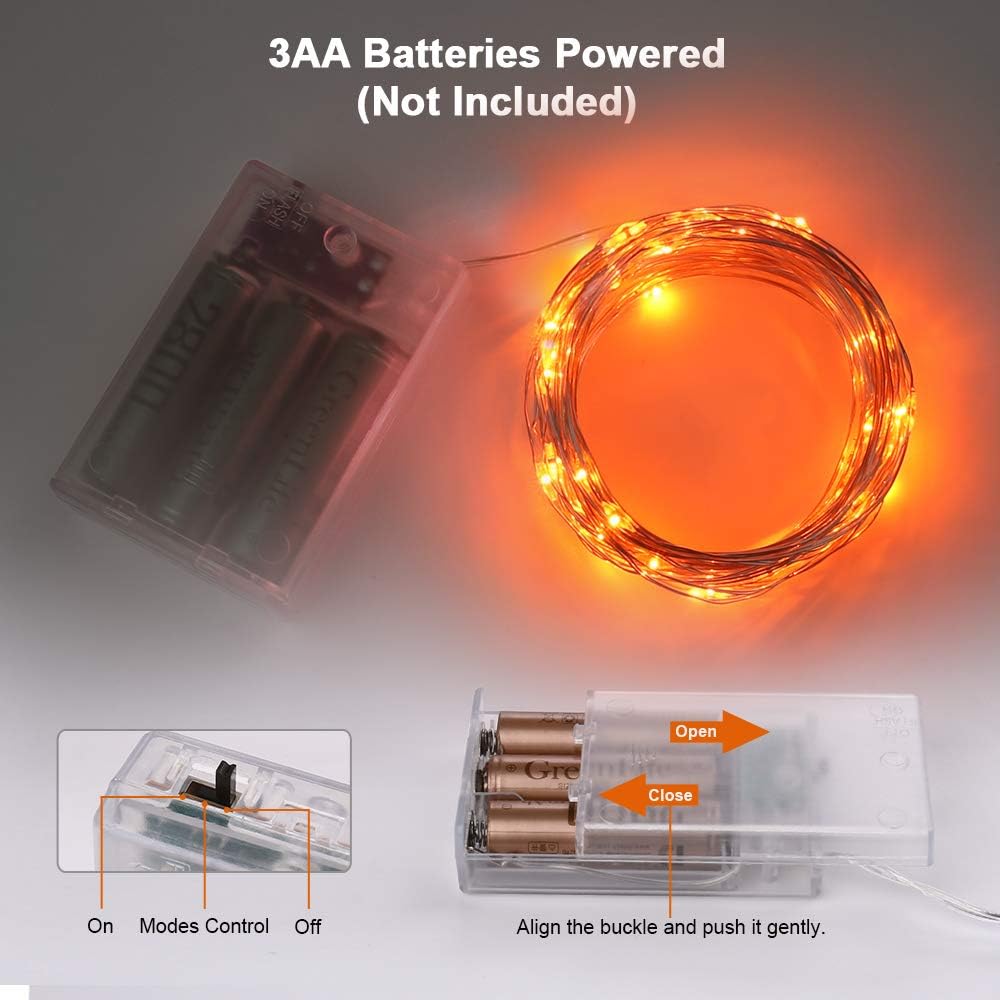 BrizLabs_Orange/Purple_Halloween_Lights,_19.47ft_60_LED_Orange_Fairy_Lights_String,_2_Modes_Battery_Halloween_String_Light,_Indoor_Silver_Wire_Twinkle_Light_for_Christmas_Thanksgiving_Party_Carnival_Decor