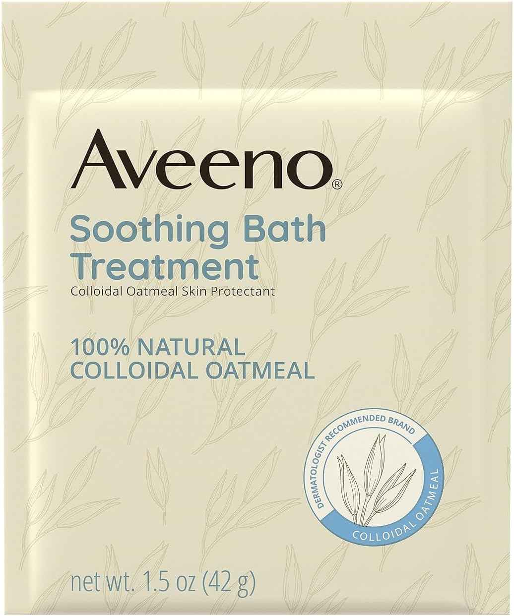 Aveeno Fragrance Free Soothing Bath Treatment, 100% Natural Colloidal Oatmeal, Sensitive Skin Bath Soak for Relief of Dry, Itchy, Irritated Skin Due to Eczema & Hives, Bath Packets
