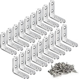 40PCS L Bracket Corner Brace, Stainless Steel L Brackets for Shelves, Metal Corner Bracket, Small Right Angle Brackets for Wood Furniture Chair Drawer Cabinet with 80PCS Screws (0.79 x 0.79 inch)