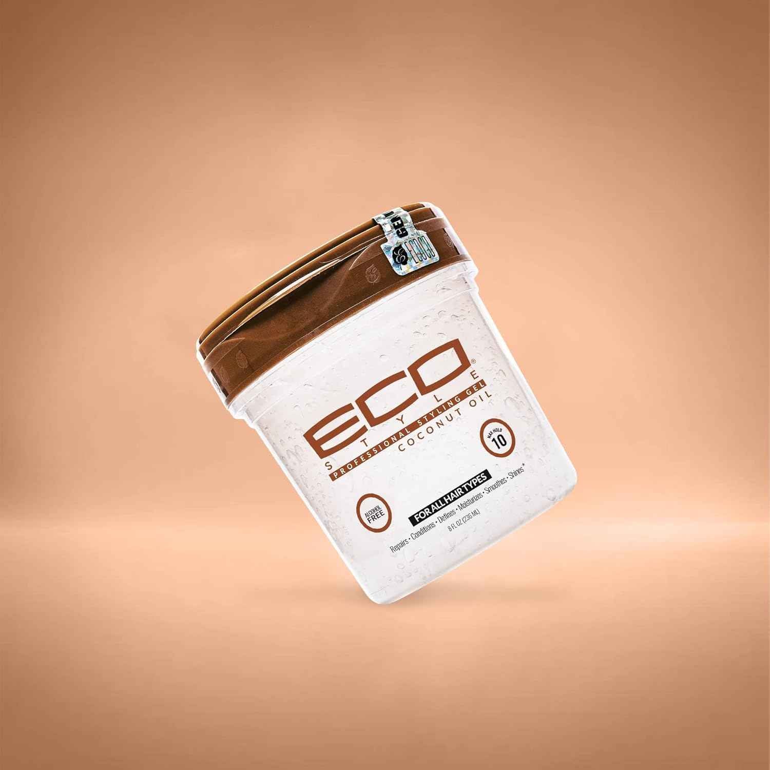 Eco Style Coconut Oil Styling Gel - Adds Luster and Moisturizes Hair - Weightless Styling and Superior Hold - Prevents Breakage and Split Ends - Promotes Scalp Health - Ideal for all Hair