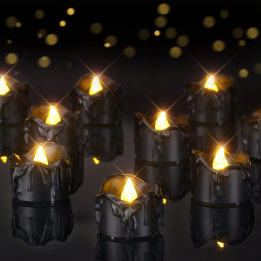 Homemory_24-Pack_Halloween_Black_Dripping_Flameless_Tea_Lights,_Battery_Operated_Flickering_LED_Candles,_Safe_for_Pumpkins,_Party_&_Holiday_Decor,_1.58"_D_x_1.2"_H,_Warm_White_Glow
