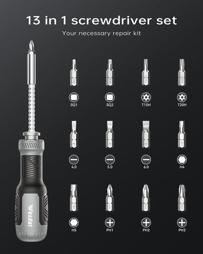 13-in-1_Multi-bit_Screwdriver_Set_Tool_All_in_One,_[Super_Durable]_Screw_Driver_Set_Kit,_Flat_Head,_Philips,_Torx,_Hex,_Square,_Repair_Kit,_Man_Gift_Nut_Driver