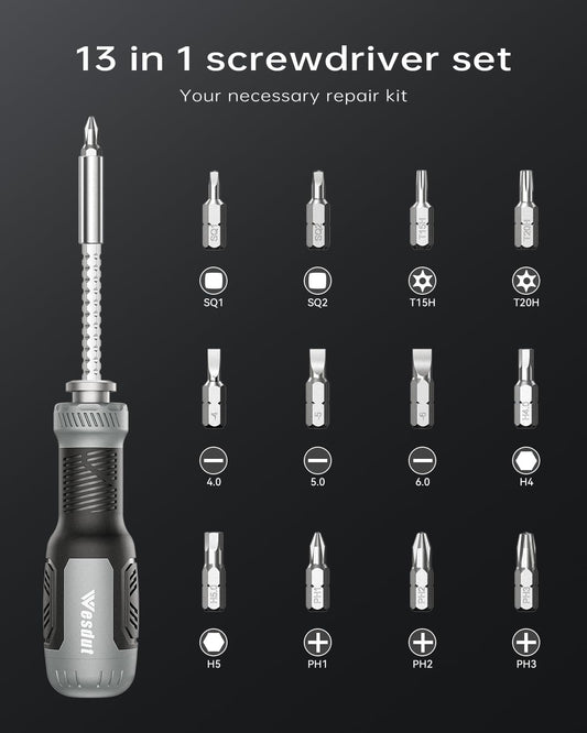 13-in-1_Multi-bit_Screwdriver_Set_Tool_All_in_One,_[Super_Durable]_Screw_Driver_Set_Kit,_Flat_Head,_Philips,_Torx,_Hex,_Square,_Repair_Kit,_Man_Gift_Nut_Driver