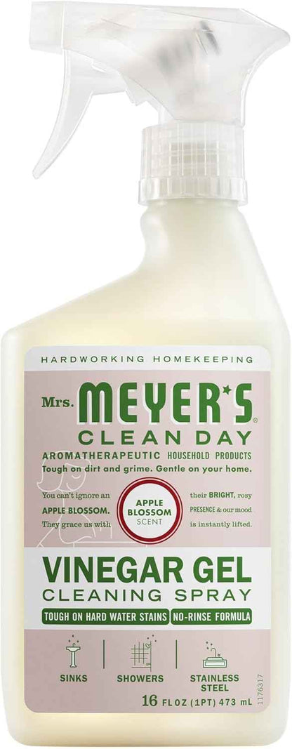 MRS. MEYER'S CLEAN DAY Vinegar Gel Cleaning Spray, Bathroom Use, No-Rinse Formula, Apple Blossom, 16 Fl Oz