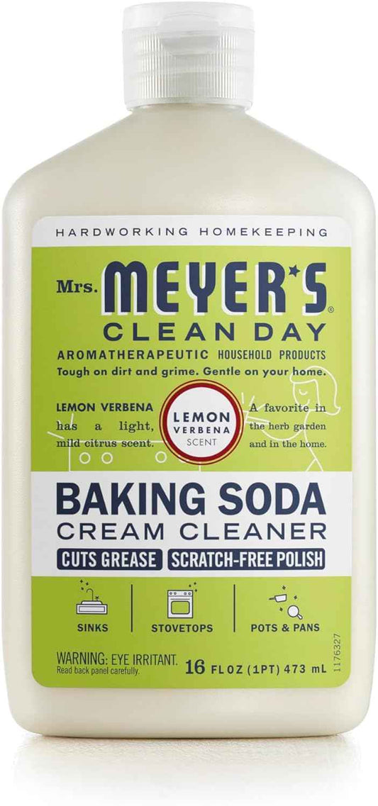 MRS. MEYER'S CLEAN DAY Baking Soda Cream Cleaner, Cuts Grease, Scratch-Free Polish, Lemon Verbena