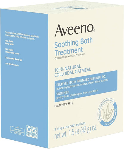 Aveeno_Fragrance_Free_Soothing_Bath_Treatment,_100%_Natural_Colloidal_Oatmeal,_Sensitive_Skin_Bath_Soak_for_Relief_of_Dry,_Itchy,_Irritated_Skin_Due_to_Eczema_&_Hives,_Bath_Packets,_8_ct._(Pack_of_2)