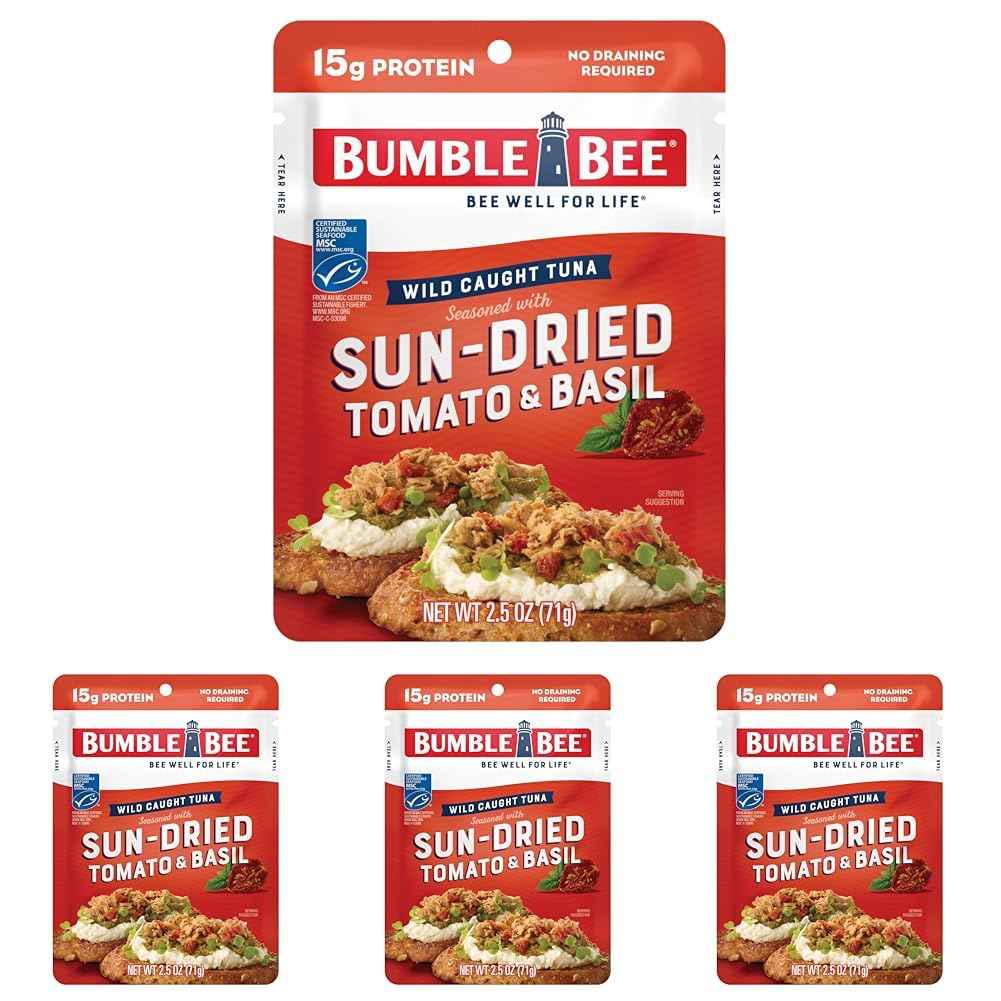 Bumble Bee Seasoned Tuna Pouch - Wild Caught and Ready to Eat for Snack, Salad, Korean Tuna Bowl - 14g Protein per Serving - PERFECT, PORTABLE, GOODNESS - 2.5 oz Packet