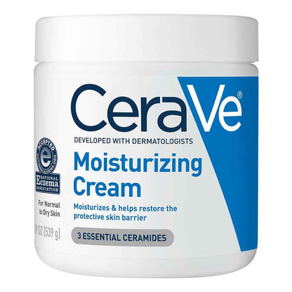 CeraVe Moisturizing Cream, Body and Face Moisturizer for Dry Skin, Body Cream with Hyaluronic Acid and Ceramides, Daily Moisturizer, Oil-Free, Fragrance Free, Non-Comedogenic