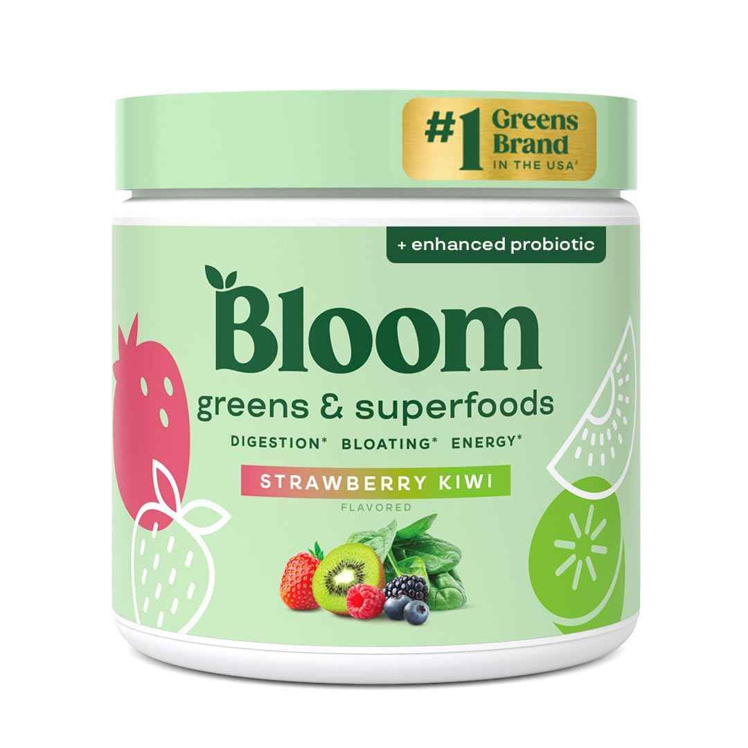 Bloom Nutrition Superfood Greens Powder, Digestive Enzymes with Probiotics and Prebiotics, Gut Health, Bloating Relief for Women, Chlorella, Green Juice Mix with Beet Root Powder