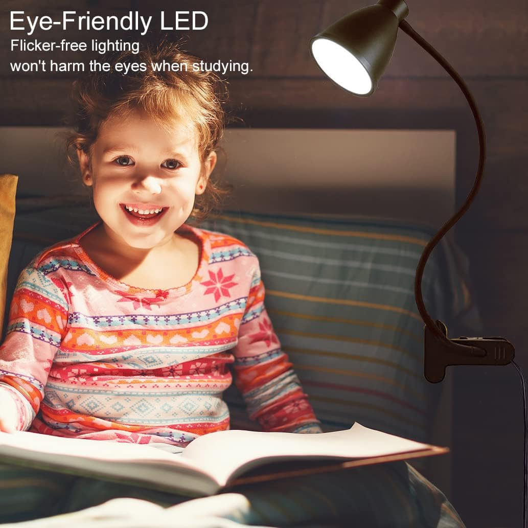 BOHON_Desk_Lamp_5_Color_Modes_10_Brightness_Dimmer_Reading_Light_10W_38_LED_Clamp_Lamp_with_Auto_Off_Timer_360°_Flexible_Neck_Clip_on_Light_for_Bed_Bedside,_AC_Adapter_Include