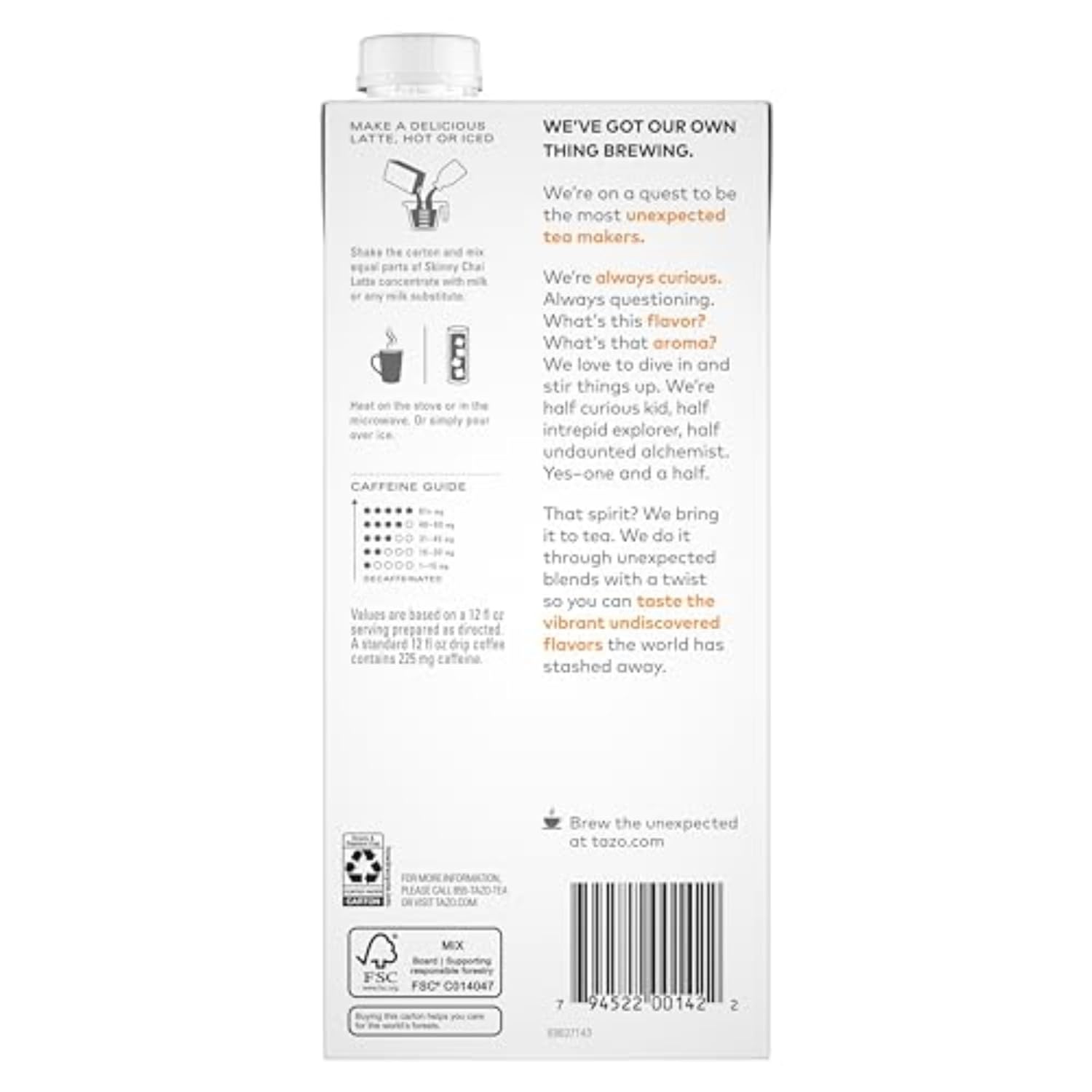 TAZO_Skinny_Chai_Latte_Concentrate,_Hot_or_Iced_Black_Tea,_Easy-to-Serve,_Everyday_Low_Calorie_Lattes_and_Mocktails,_32_oz_Carton_(Pack_of_2)