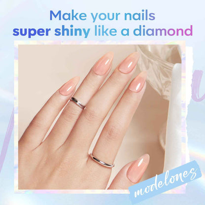 modelones Gel Top Coat, 15 ml 2026 Upgrade Super Shiny Base and Top Coat Set, Soak Off Nail Lamp Acid Free No Wipe Clear Base Top Gel Nail Polish