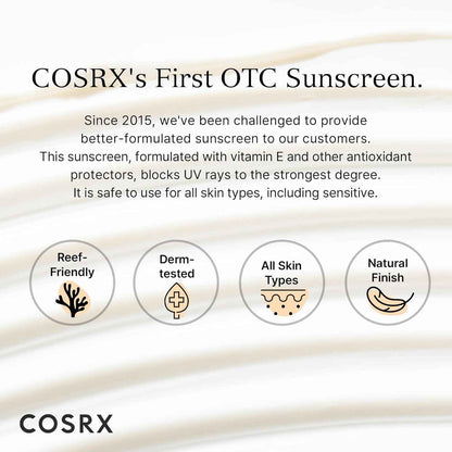 COSRX Vitamin E Vitalizing Sunscreen,SPF 50 Face Sunscreen, Lightweight, Non-Sticky, No White Cast, Hydrating, Beach Essentials, Travel Essentials, Korean Skincare, Mothers Day Gift for Mom1.69 fl oz