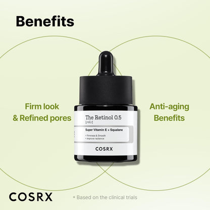 COSRX_Retinol_0.5_Oil,_Anti-aging_Serum_with_0.5%_Retinoid_Treatment_for_Face,_Reduce_Wrinkles,_Fine_Lines,_Gentle_Skincare_for_Day_&_Night,_Not_Tested_on_Animals,_Korean_Skin_Care