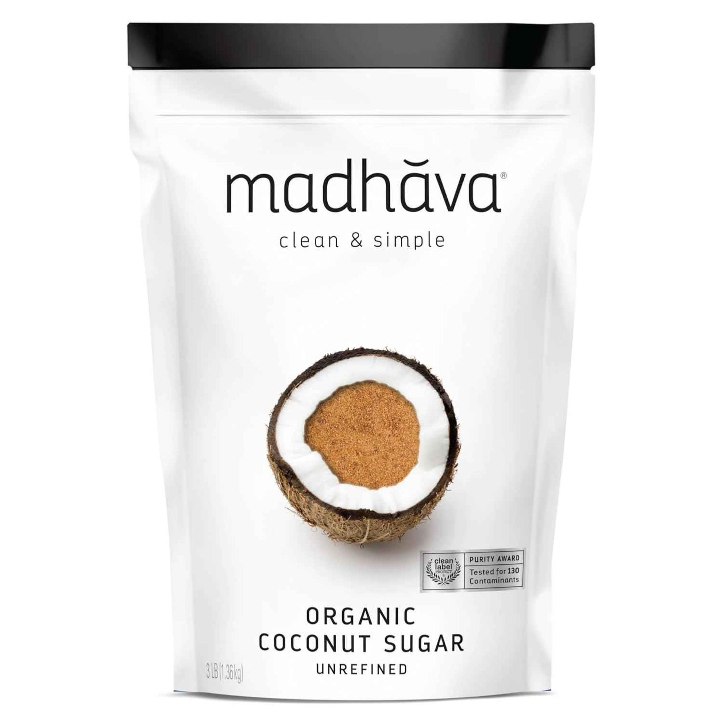 MADHAVA Organic Coconut Sugar, Natural Sweetener, Sugar Alternative, Unrefined, Sugar for Coffee, Tea & Recipes, Vegan, Organic, Non GMO