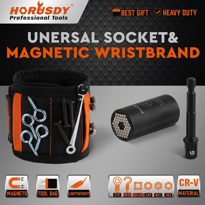 HORUSDY_Magnetic_Wristband_&_Universal_Socket_Grip_(7–19mm),_Stocking_Stuffers_Gifts_for_Dad_with_Strong_Magnets_for_Holding_Screws,_Nails,_Drilling_Bits,_DIY,_Christmas_Tool_Gift_for_Men