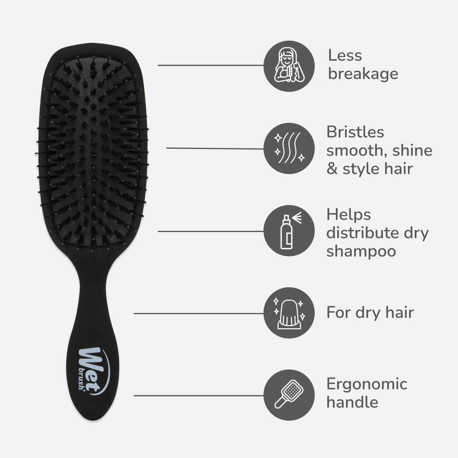 Wet Brush Smooth Styler Hair Brush, Exclusive Ultra-soft IntelliFlex Bristles, Synthetic Boar Bristles, Shiny And Smooth, For All Hair Types, For Women, Men, Wet And Dry
