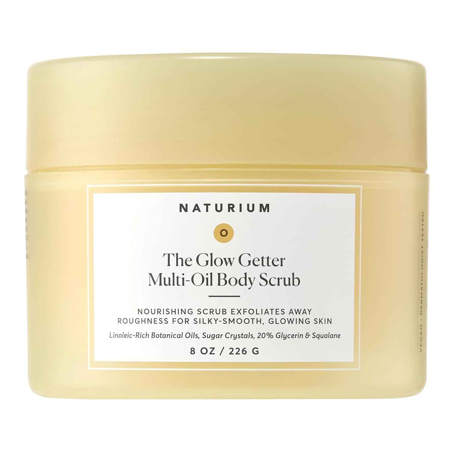 Naturium Glow Getter Body Scrub, Exfoliating Sugar Crystals with Linoleic-Rich Oils, Glycerin & Squalane, 226 g / 8 oz