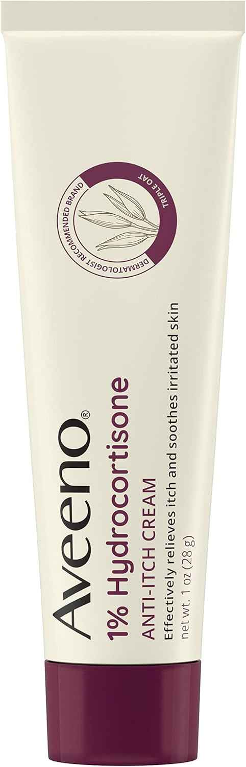 Aveeno Maximum Strength 1% Hydrocortisone Anti-Itch Cream, Triple Oat, Aloe & Vitamin E For Itch Relief From Eczema, Psoriasis, Insect Bites, Poison Ivy, Oak & Sumac & Detergents, 1 oz