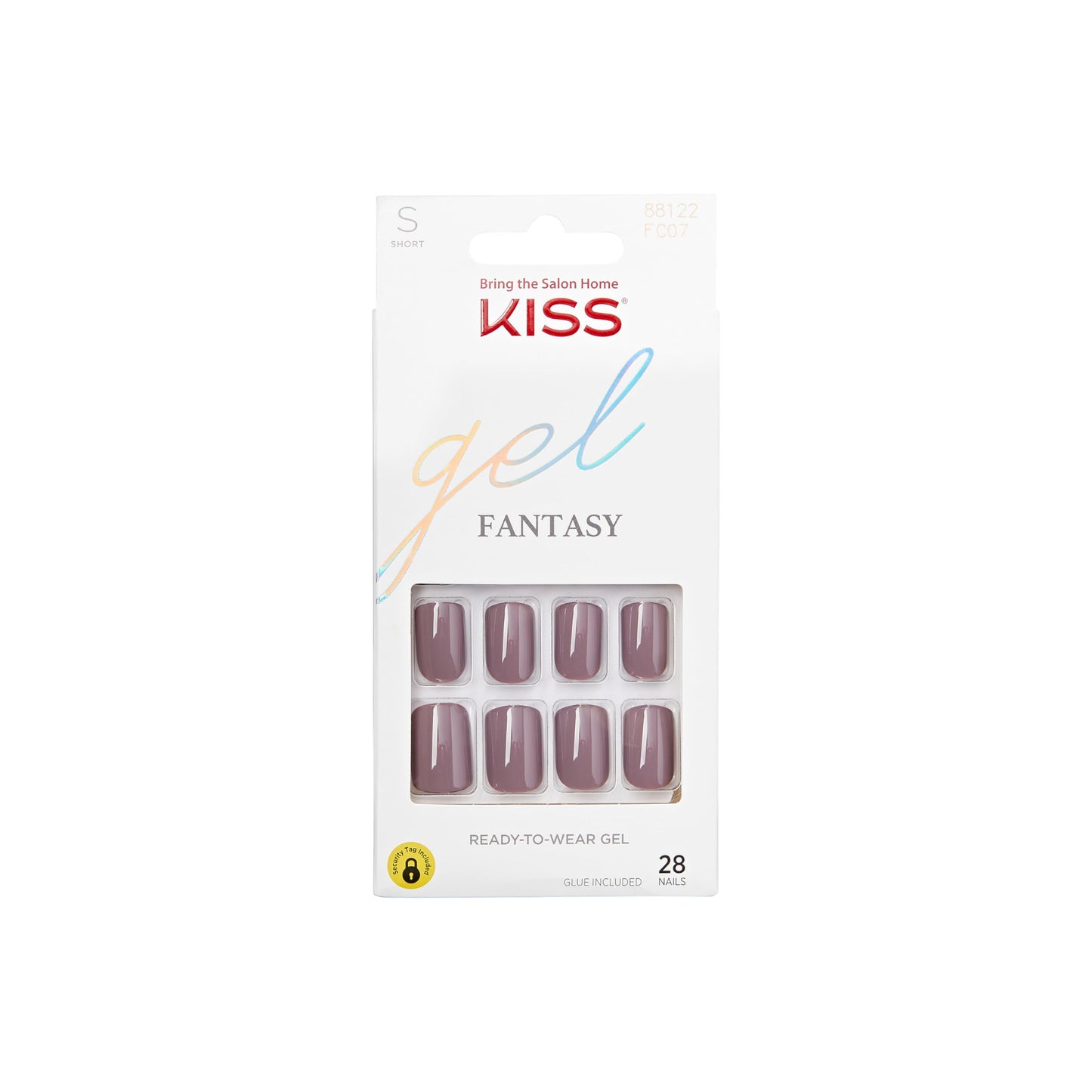 KISS Gel Fantasy, Press On Nails, Nail glue included, &amp;#39;Temporary Feels&amp;#39;, Gray, Short Size, Squoval Shape, Includes 28 Nails, 2g Glue, 1 Manicure Stick, 1 Mini file