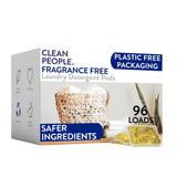 The Clean People Laundry Detergent Pods - Hypoallergenic Laundry Pods - Ultra Concentrated, Recyclable Packaging, Stain Fighting - Fresh Scent, 96 Pack