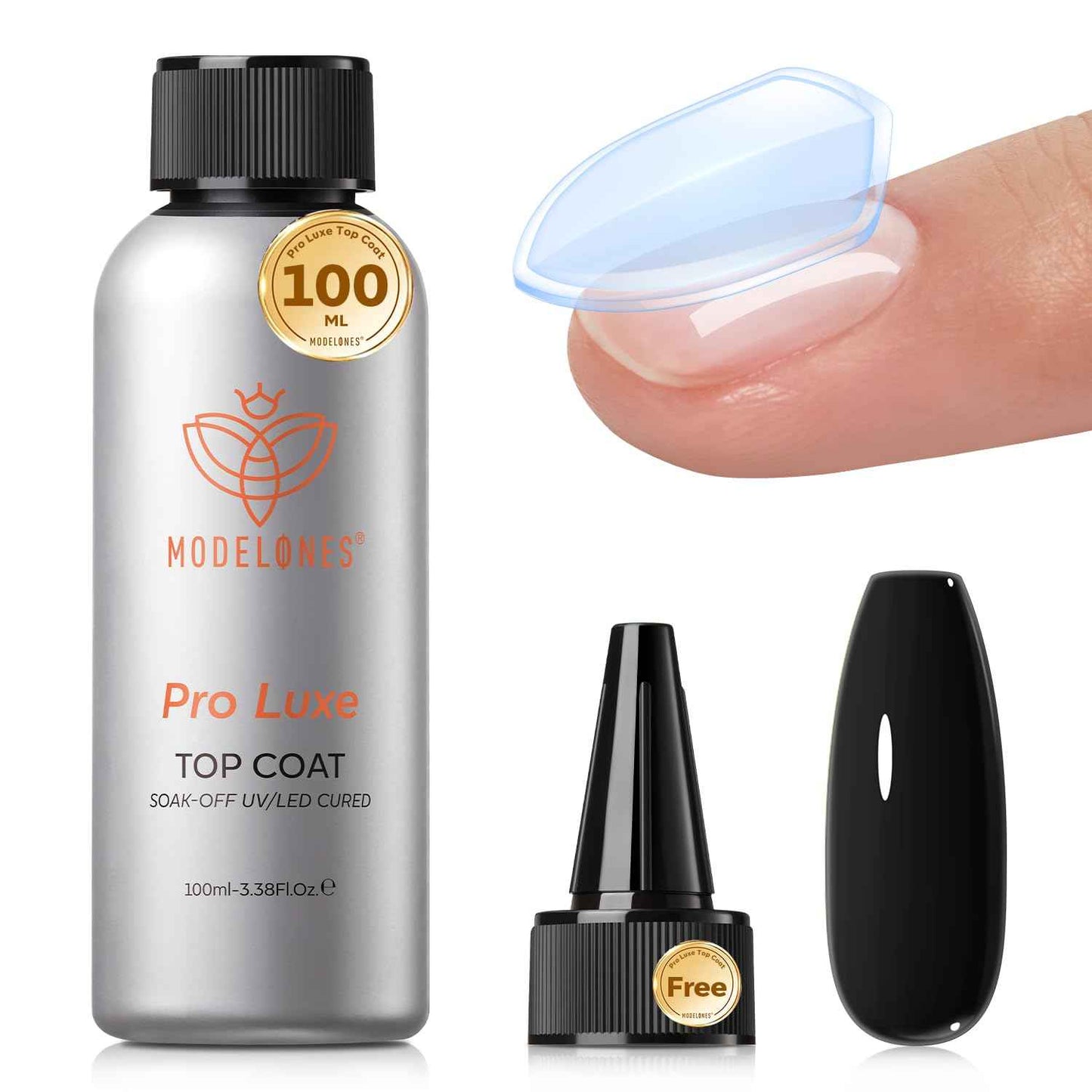 modelones Gel Top Coat, 15ml No Wipe Gel Nail Polish High Gloss Top Coat Shiny Long Lasting Clear Top for Acrylic Nails, Need U V/LED Lamp for Home DIY Gift Spring Easter's Manicure Salon