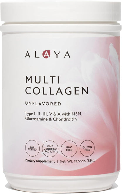 Alaya_Multi_Collagen_Powder_-_Type_I,_II,_III,_V,_X_Hydrolyzed_Collagen_Peptides_Protein_Powder_Supplement_with_MSM_+_GC_(Unflavored)_(40_Servings)