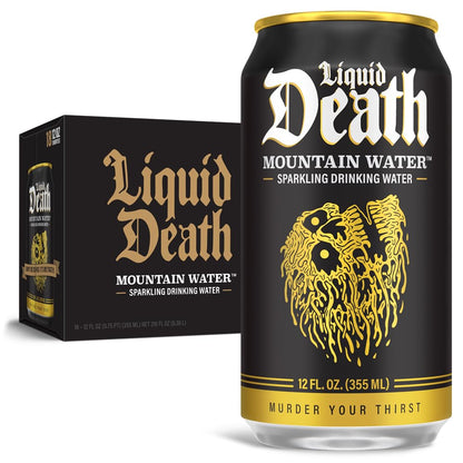 Liquid Death, Sparkling Mountain Water, 18-Pack (12oz Cans), Real Mountain Source, 100% American Made