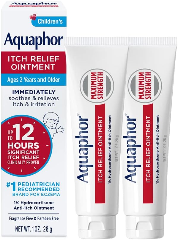 Aquaphor_Children's_Itch_Relief_Ointment,_1%_Hydrocortisone_Anti_Itch_Ointment_for_Skin_Irritation,_Insect_Bites,_Psoriasis,_Skin_Rashes_Eczema_&_Poison_Ivy,_Fragrance_Free,_1_Oz_Tube,_Pack_of_2