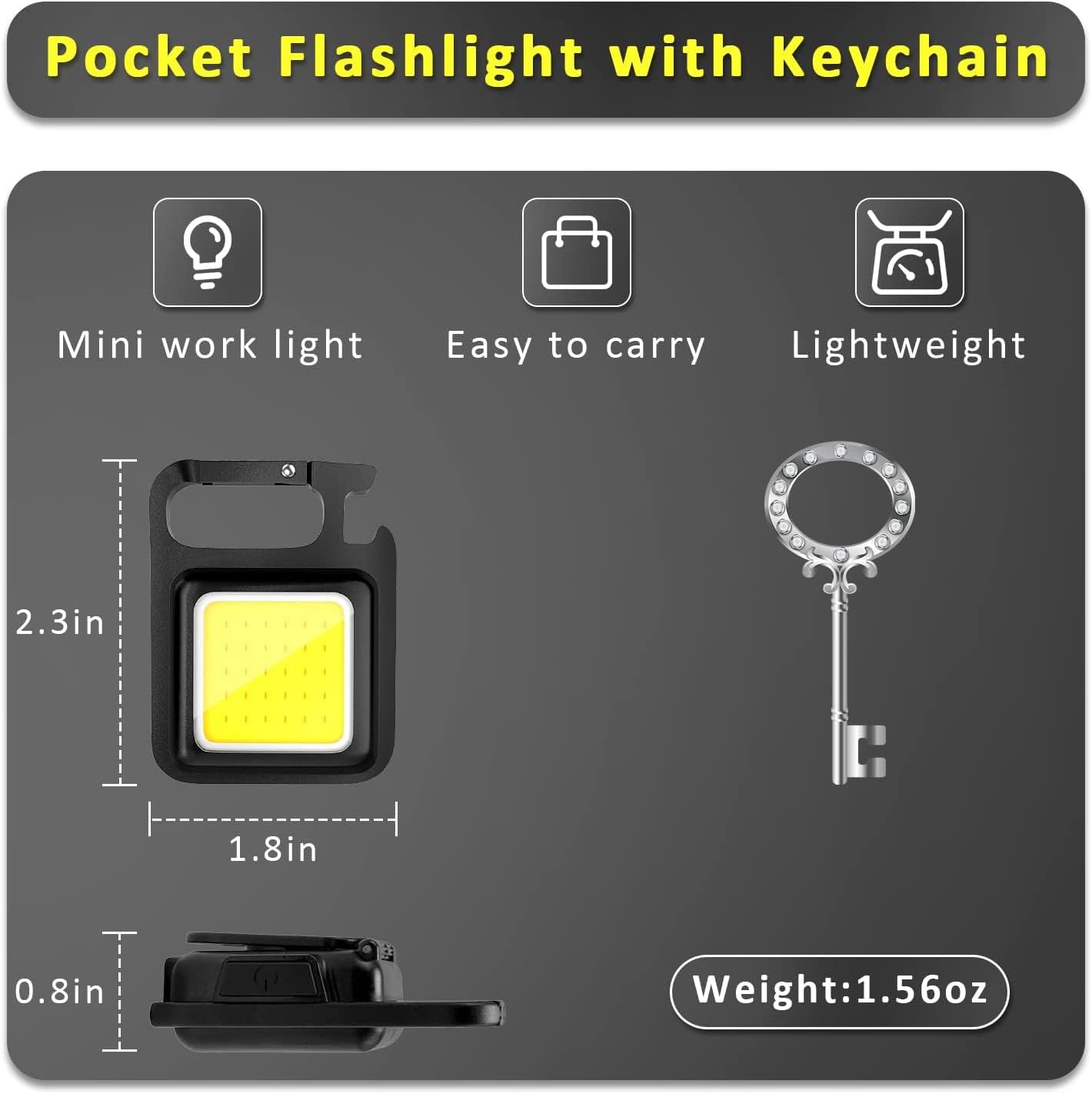 MAKDAK_COB_Rechargeable_Keychain_Flashlight_2Pack,_High_Lumen_Super_Bright_LED_Work_Light_with_Magnet,Clip,Bottle_Opener_for_Dog_Walking,Car_Repair,_Emergency,Camping,EDC