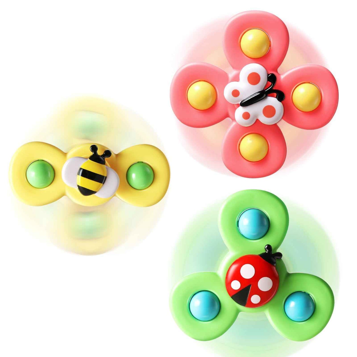 ALASOU 3PCS Suction Cup Spinner Toys for 1 2 Year Old Boy Girl Birthday Gift|Spinning Top Baby Bath Toy for Kids Ages 1-3|Sensory Airplane Travel Toy Easter Basket Stuffers for Toddlers Infant