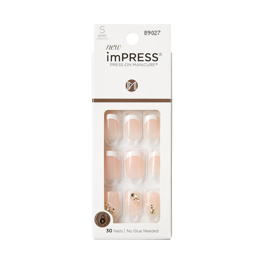 KISS_imPRESS_No_Glue_Mani_Press_On_Nails,_Design,_'My_Worth',_White,_Short_Size,_Squoval_Shape,_Includes_30_Nails,_Prep_Pad,_Instructions_Sheet,_1_Manicure_Stick,_1_Mini_File