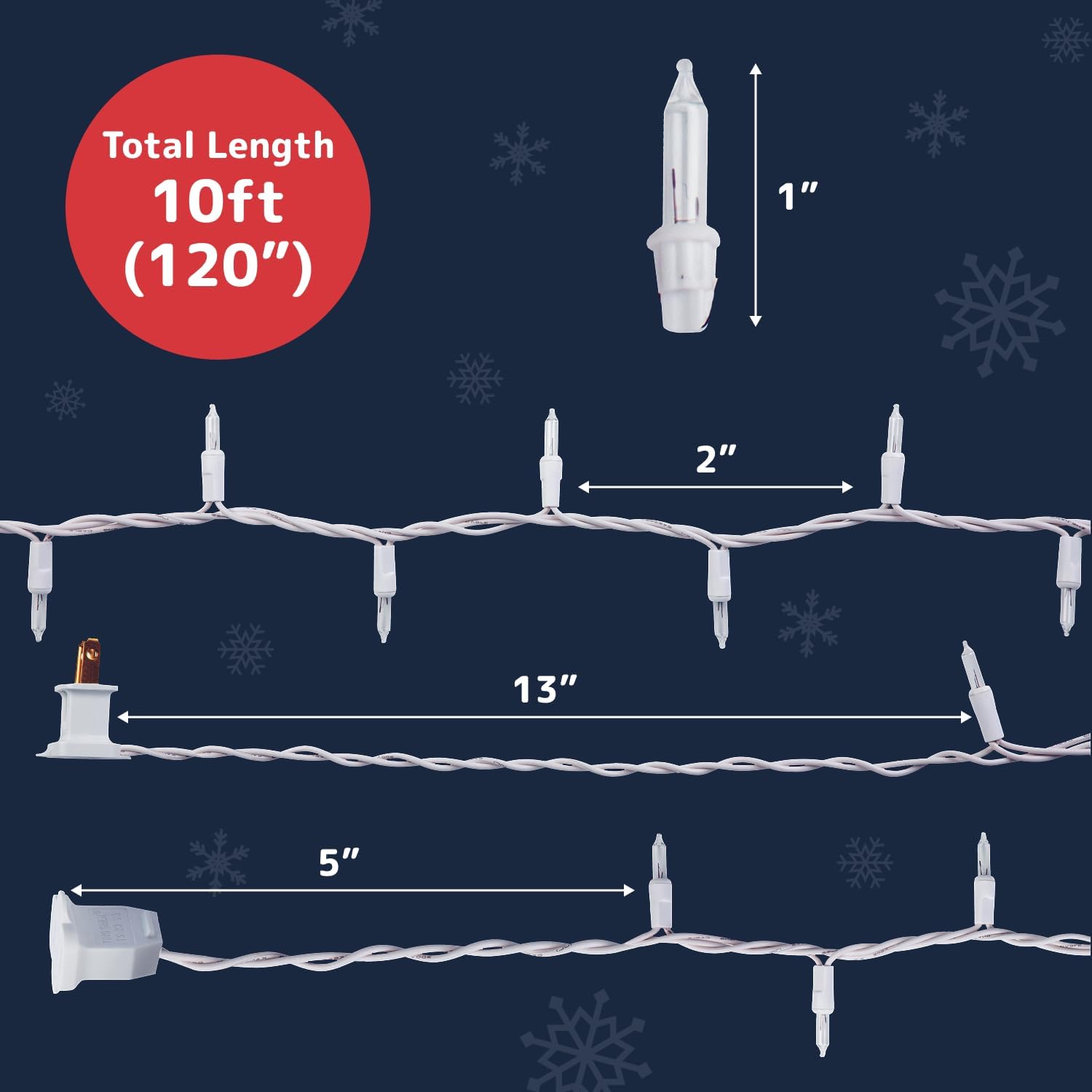 PREXTEX_10_Ft_String_Lights_with_Christmas_Tree_Light_Warm_White_-_Indoor/Outdoor_Decor_-_50_Count_Christmas_Lights_for_Holidays_-_Xmas_Light_on_White_Wire_-_Multi-Strand_Connectable