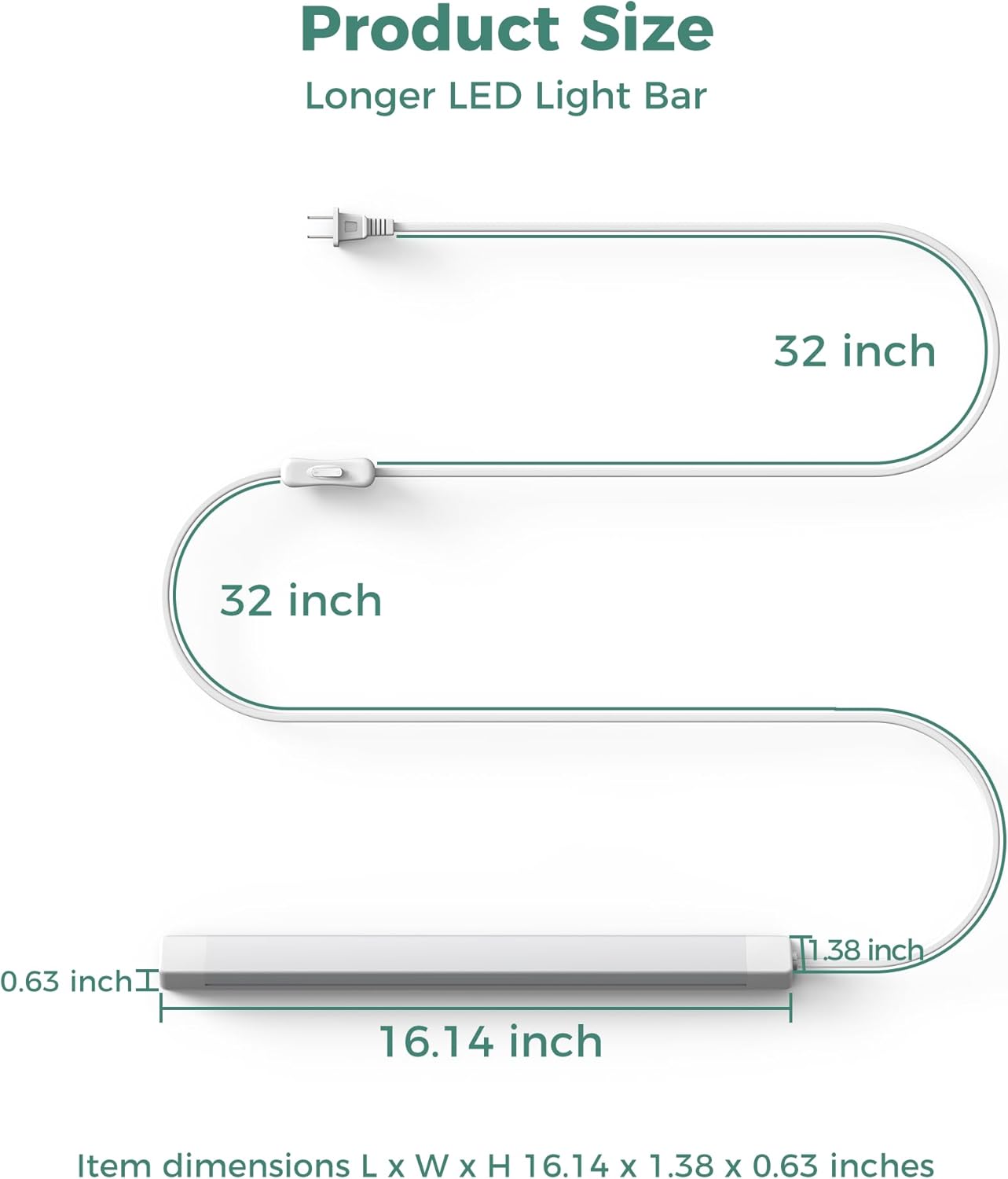 ASOKO_16_Inch_Under_Cabinet_Lights,Plug_and_Play_Under_Counter_Lighting,6000K_Cool_White_with_700LM_Bright,ETL_Light_Bar_with_ON/Off_Switch_for_Kitchen,Under_Desk,Workbench