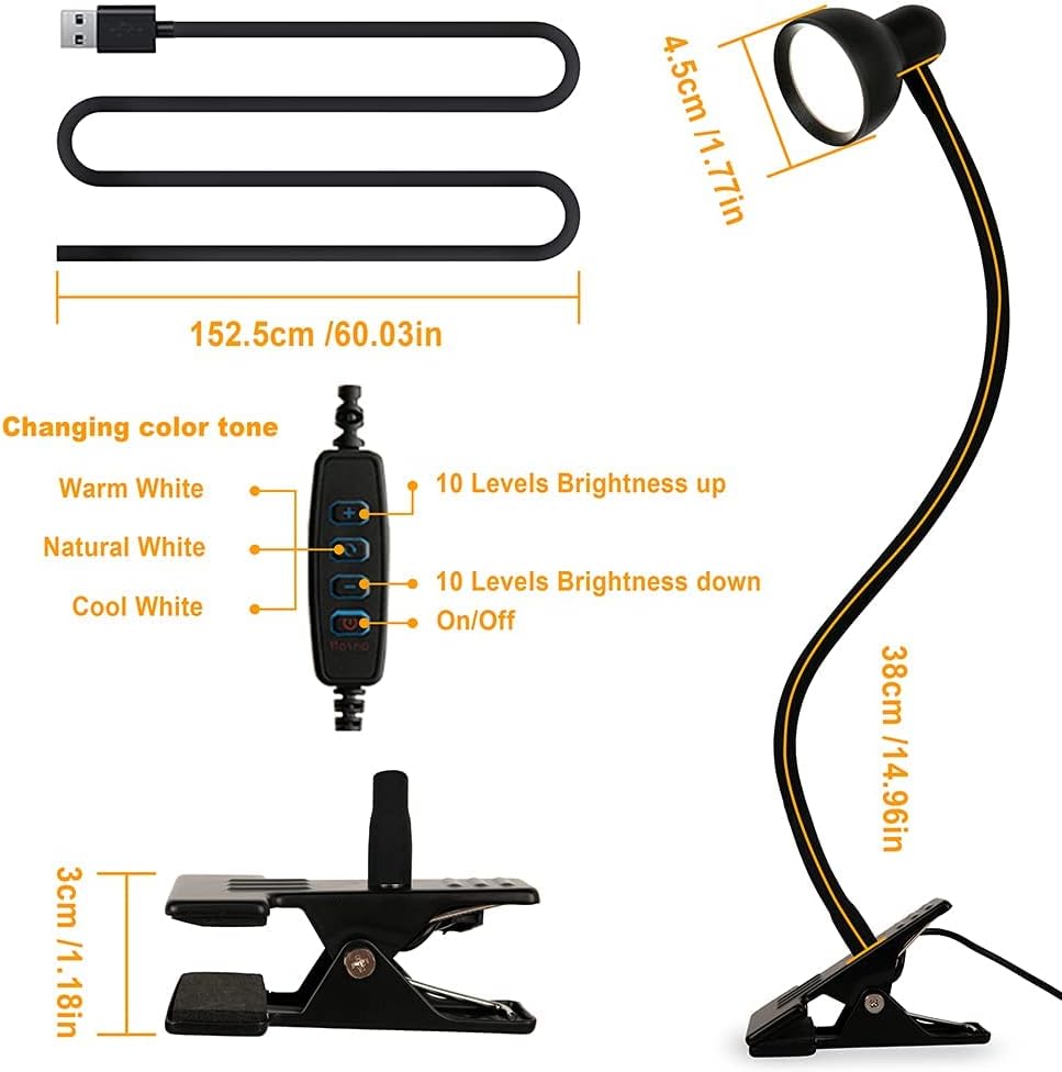Clip-on_Reading_Light_-_3_Color_Modes,_10_Dimmable_Brightness,_Eye_Care_Clamp_Desk_Lamp_with_Flexible_Gooseneck_for_Reading_in_Bed,_Desk,_Headboard,_Computer