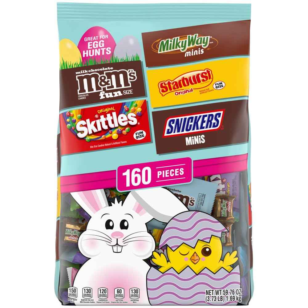 M&M'S, SKITTLES Original, SNICKERS, MILKY WAY & STARBURST Chocolate and Fruity Easter Candy for Easter Baskets and Eggs, 27.27 Ounce Bag