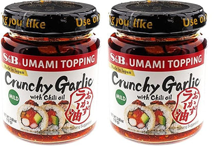 S&amp;amp;B Chili Oil with Crunchy Garlic, 3.9 Ounce (Pack of 2)