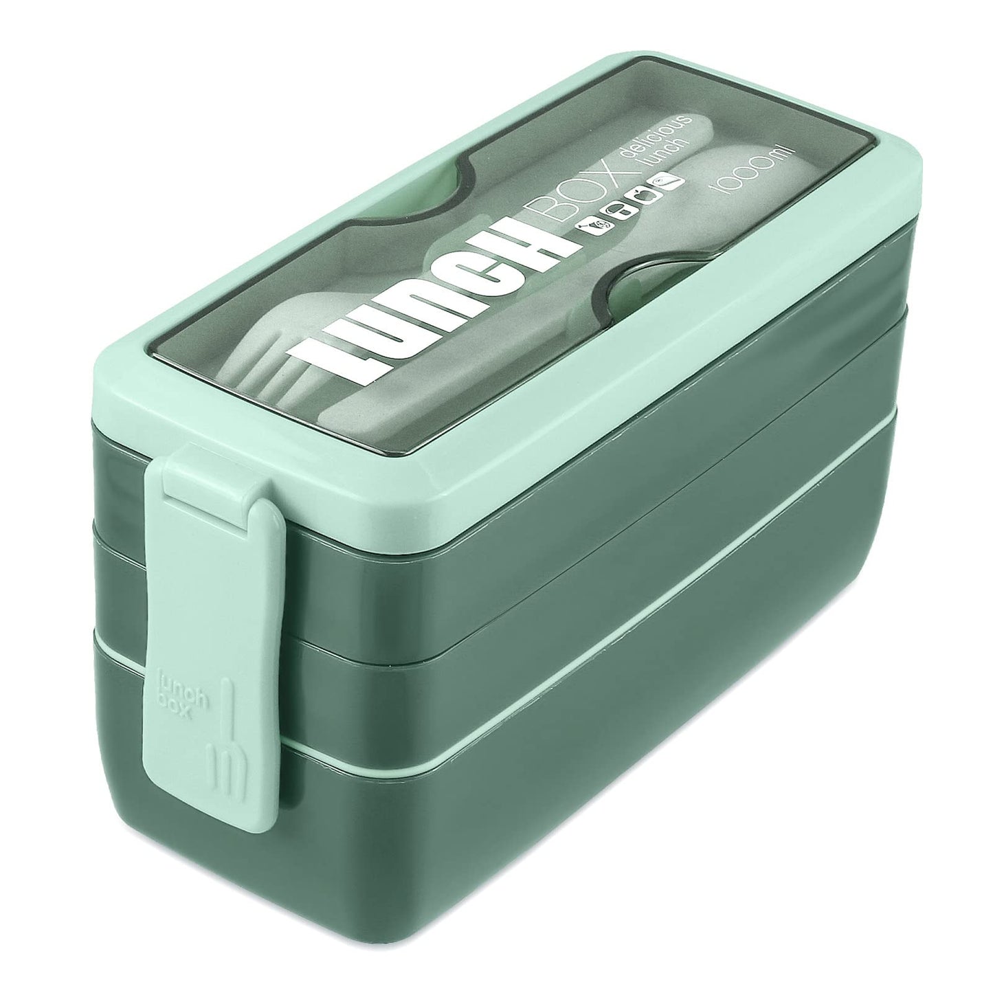 Iteryn Bento Box Lunch Box, 3-In-1 Compartment Containers - Wheat Straw, Leakproof Stackable Bento Lunch Box Meal Prep