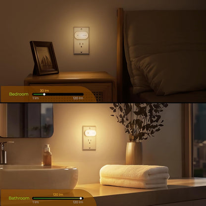 AUVON_Night_Light_Plug_in_with_Motion_Sensor_(120_Lumens),_Dimmable_Smart_LED_Night_Lights,_1-120lm_Brightness,_for_Bathroom,_Hallway,_Garage,_Toilet_(4_Pack)