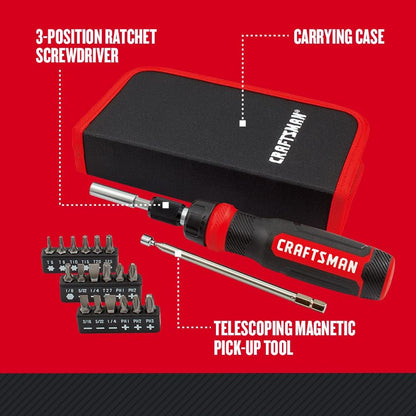 CRAFTSMAN_Ratcheting_Screwdriver,_Multibit_Set,_26-Piece_(CMHT68001)